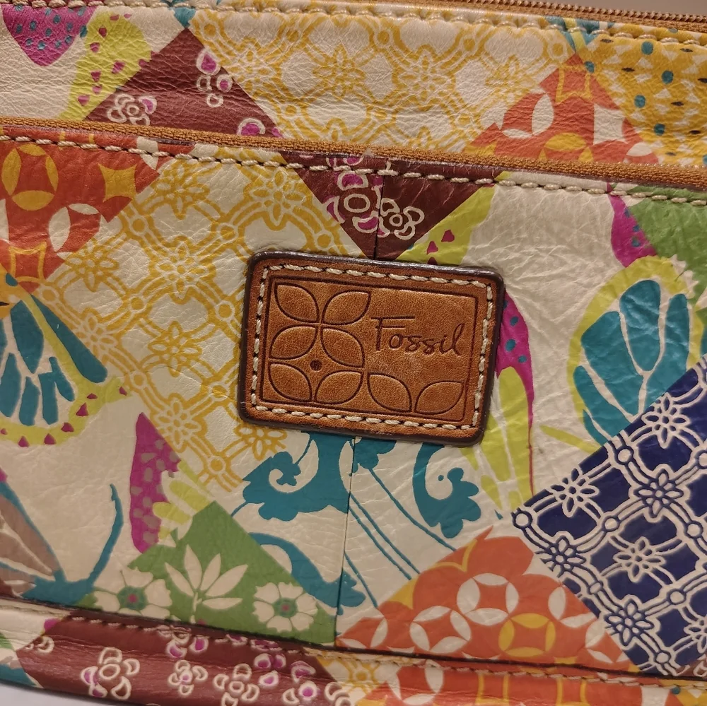 Fossil Unique Leather Patchwork Purse
